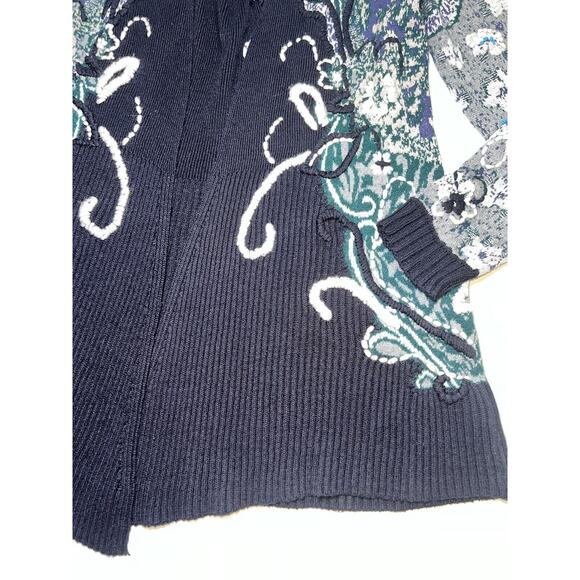 HWR Anthropologie Cardigan Women’s Size S Navy Blue Emma Embroidered Open Front - Picture 5 of 16